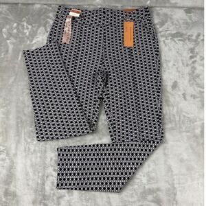 R. Sofia Scuba The Comfort Fit Black White Geometric Pants AL210172TM-3 Medium